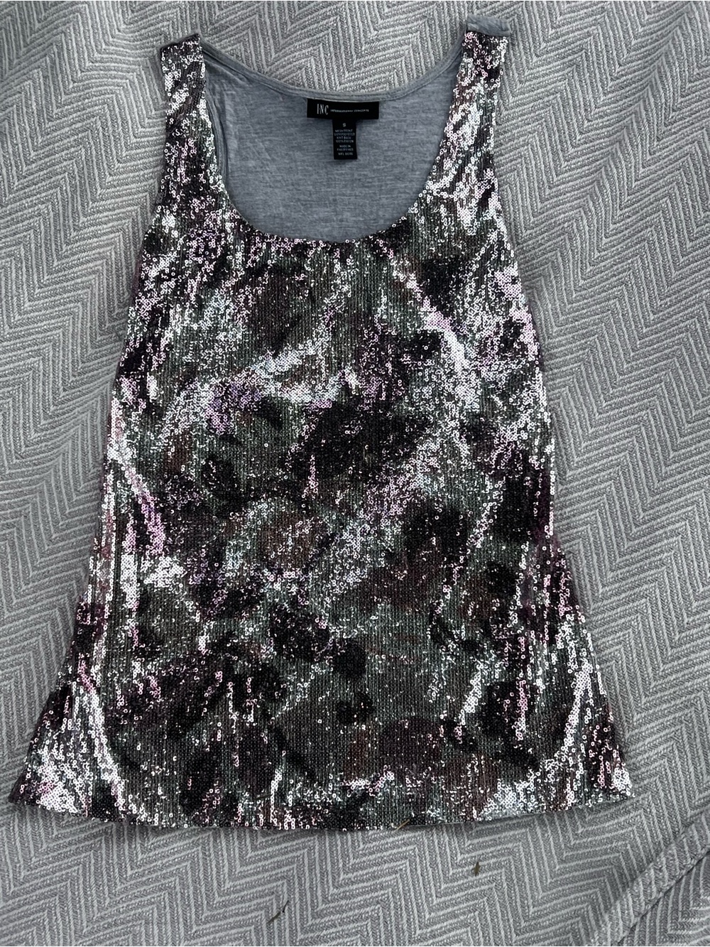 INC International Concepts Sequin Scoop Tank in Pink and Silver